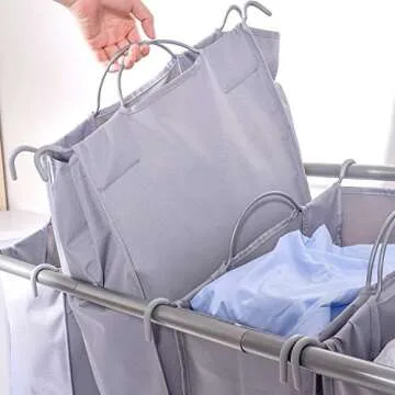 Sturdy Laundry Sorter Cart - Rolling 4-Bag Hamper