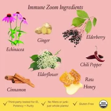 Urban Moonshine Immune Zoom - Stimulates Immune System* - Fast-Acting Immune Booster* with Echinacea, Elderberry & Raw Honey - Immune Support Supplement - Gluten Free Herbal Supplement* - 2 Fl Oz