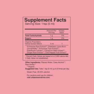 Urban Moonshine Immune Zoom - Stimulates Immune System* - Fast-Acting Immune Booster* with Echinacea, Elderberry & Raw Honey - Immune Support Supplement - Gluten Free Herbal Supplement* - 2 Fl Oz