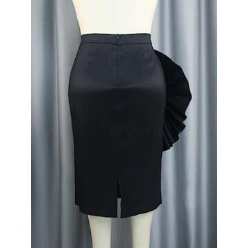 ONTINVA Stylish Women Black Bodycon Midi Skirt with Big Flower Sequins High Waist Fitted Skirts Party Club (Black,M,Medium)