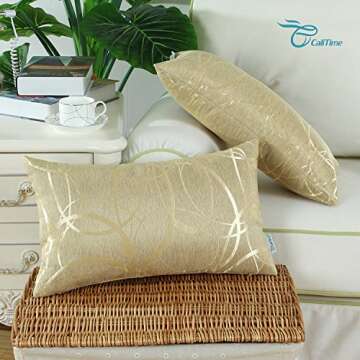 CaliTime Throw Pillow Covers Pack of 2 Modern Shining & Dull Contrast Circles Rings Accent Geometric...