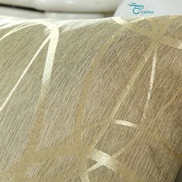 CaliTime Throw Pillow Covers Pack of 2 Modern Shining & Dull Contrast Circles Rings Accent Geometric Cushion Cases Shells for Couch Sofa Home Decor 12 X 20 Inches Gold