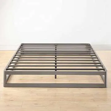 Mellow 9" Metal Platform Bed Frame w/Heavy Duty Steel Slat Mattress Foundation (No Box Spring Needed), King, Gray