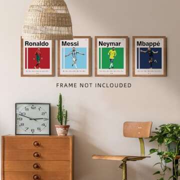 Soccer Posters 8x10 Canvas Prints Set - Boys Bedroom Art