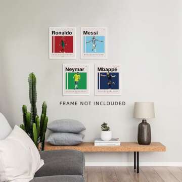 Soccer Posters 8x10 Canvas Prints Set - Boys Bedroom Art