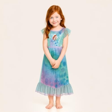 Disney Girls' Little Mermaid Fantasy Gown Nightgown, WATERCOLOR ARIEL 2, 2T