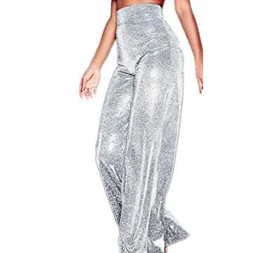 Velius Sparkly Wide Leg Pants for Night Out and Parties