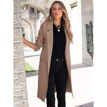 ANRABESS Women Cardigan Sweater Jackets Open Front Thick Knit Oversized Blazer Coatigan 2025 Fall Wi...