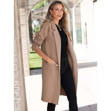 ANRABESS Women Cardigan Sweater Jackets Open Front Thick Knit Oversized Blazer Coatigan 2025 Fall Winter Long Coats Outwear Khaki Medium