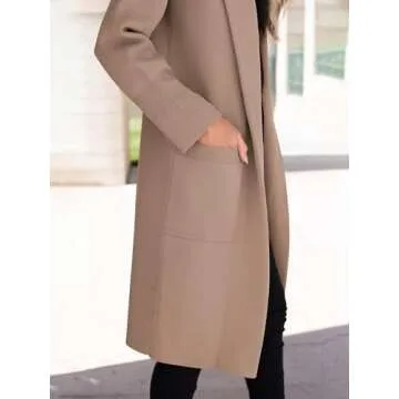 ANRABESS Women Cardigan Sweater Jackets Open Front Thick Knit Oversized Blazer Coatigan 2025 Fall Winter Long Coats Outwear Khaki Medium