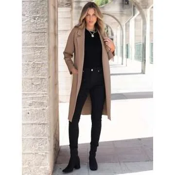 ANRABESS Women Cardigan Sweater Jackets Open Front Thick Knit Oversized Blazer Coatigan 2025 Fall Winter Long Coats Outwear Khaki Medium
