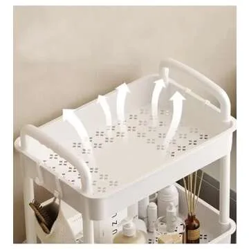 3-Tier Plastic Rolling Utility Cart for Organization