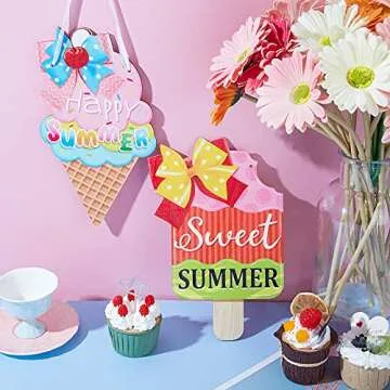 Ice Cream Summer Hanging Sign - Fun Seasonal Decor