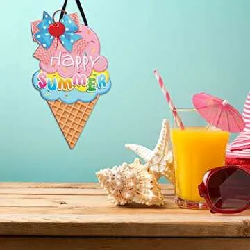 Ice Cream Summer Hanging Sign - Fun Seasonal Decor