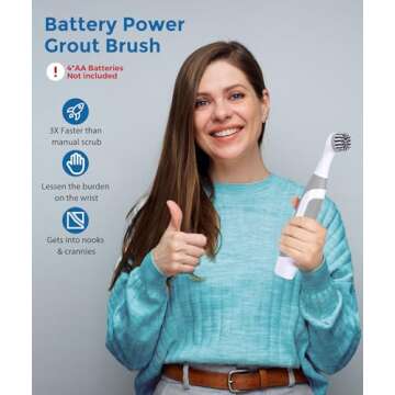 kHelfer Electric Cleaning Brush with Battery Power, KH6A Small Electric Grout Brush&5 Replacement Br...