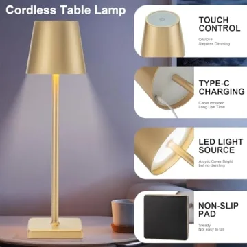 Kelary 2 Pack Cordless Table Lamp Rechargeable LED