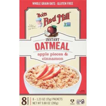 Bob's Red Mill Apple Pieces & Cinnamon Instant Oatmeal - Gluten-Free, Non-GMO, Whole Grain
