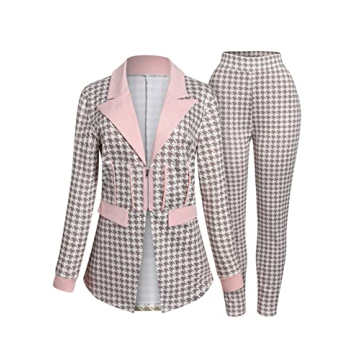 Stylish Women's Houndstooth Blazer & Pants Outfit