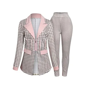 Stylish Women's Houndstooth Blazer & Pants Outfit