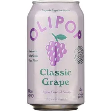 OLIPOP Classic Grape Prebiotic Soda - Refreshing and Healthy