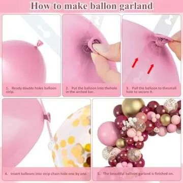 Amandir 162Pcs Burgundy Pink Balloons for Celebrations