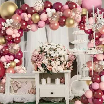 Amandir 162Pcs Burgundy Pink Balloons for Celebrations