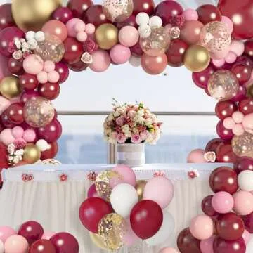 Amandir 162Pcs Burgundy Pink Balloons for Celebrations