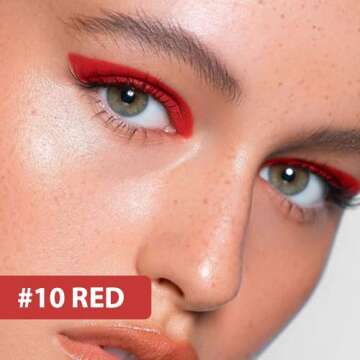 evpct 1Pcs Red Color Gel Glitter Eyeliner Pencils Set for Women Waterline Waterproof Smudge Proof la...