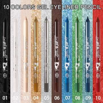evpct 1Pcs Red Color Gel Glitter Eyeliner Pencils Set for Women Waterline Waterproof Smudge Proof lapiz de ojos delineador de ojos contra el agua Eye Liner Makeup, 10# Red