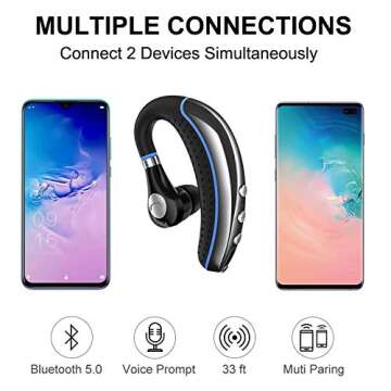 FIMITECH Bluetooth Headset, Wireless Earpiece V5.0 Bluetooth Earpiece Ultralight Hands Free for Business/Office/Driving/Sporting
