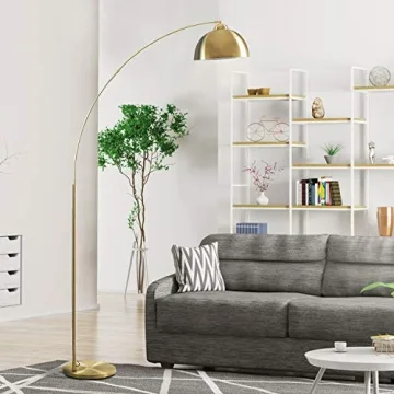Elegant Archiology 79" Arc Floor Lamp - Gold Brass Design