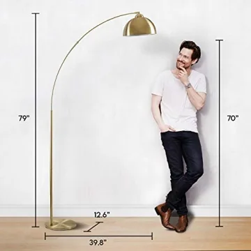 Elegant Archiology 79" Arc Floor Lamp - Gold Brass Design