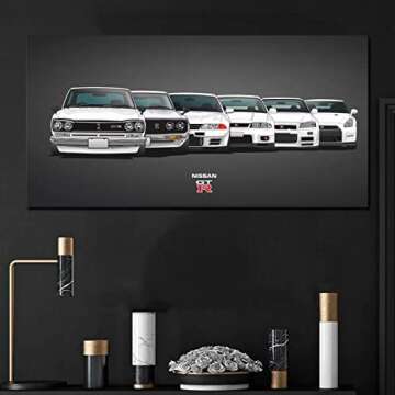 JDM Car Poster Skyline R34&Skyline R35 Poster Decorative Painting Canvas Wall Art Living Room Posters Bedroom Painting 12x24inch(30x60cm)