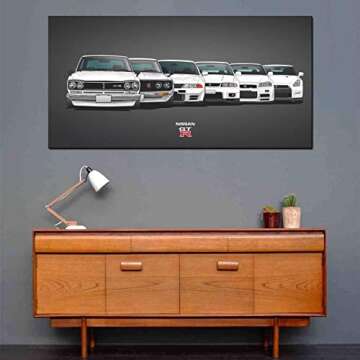 JDM Car Poster Skyline R34&Skyline R35 Poster Decorative Painting Canvas Wall Art Living Room Posters Bedroom Painting 12x24inch(30x60cm)