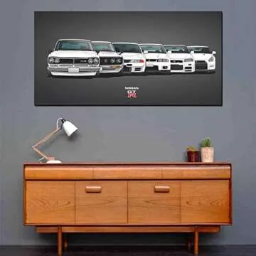 JDM Car Poster Skyline R34&Skyline R35 Poster Decorative Painting Canvas Wall Art Living Room Posters Bedroom Painting 12x24inch(30x60cm)