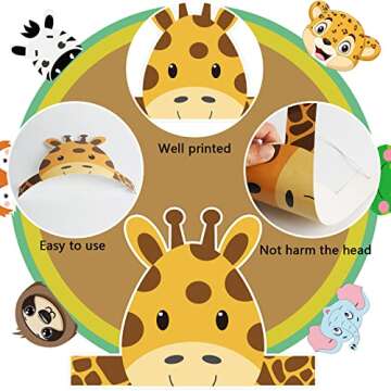 chiazllta 12 Pieces Jungle Safari Hats Wild One Birthday Paper Crowns Zoo Animal Party Headbands for Kids, Jungle Photo Booth Props Favor Supplies Decorations