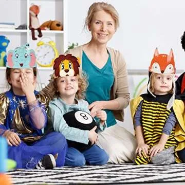 chiazllta 12 Pieces Jungle Safari Hats Wild One Birthday Paper Crowns Zoo Animal Party Headbands for Kids, Jungle Photo Booth Props Favor Supplies Decorations
