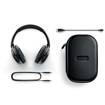 Bose QuietComfort 35 Series II Wireless Headphones, Black, Noise Cancelling with Budrug LLC Airplane Flight Adapter - Worldwide Version Bundle