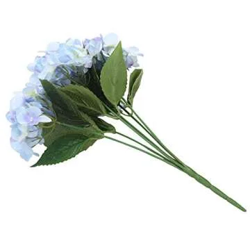 Duovlo Artificial Silk Hydrangea Flower with 6 Heads Flower Bunch Bouquet Home Wedding Garden Floral Decor (Blue)