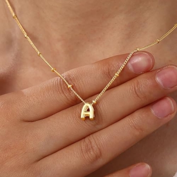 Turandoss Gold Necklace for Women - Bubble Letter Necklace, Dainty Gold Balloon Layered Initial Letter R Choker Necklaces for Women Trendy, Paperclip Chain Necklace Gold Jewelry Women