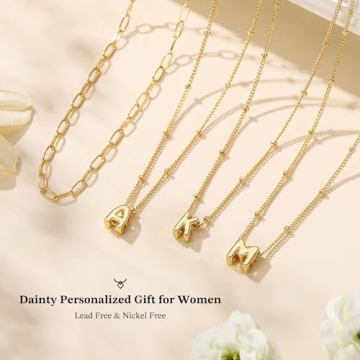 Turandoss Gold Necklace for Women - Bubble Letter Necklace, Dainty Gold Balloon Layered Initial Letter R Choker Necklaces for Women Trendy, Paperclip Chain Necklace Gold Jewelry Women
