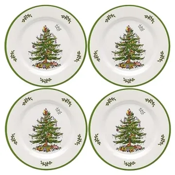 Spode Christmas Tree Melamine Dinner Plate (Set of 4) - 11 Inch Shatterproof Serving Plate for Holid...