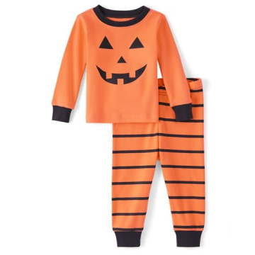 The Children's Place Toddler Halloween Pumpkin Pajamas - Comfortable Cotton Sleepwear in Black for 3...