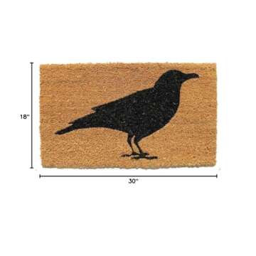 Evergreen Black Raven Welcome Mat | 28" x 16" | Halloween Crow Welcome Mat | Non-Slip Rubber Backing...