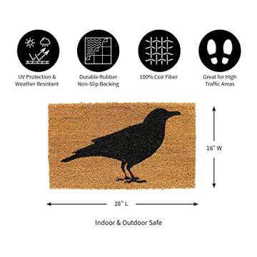 Durable & Stylish Evergreen Black Raven Welcome Mat