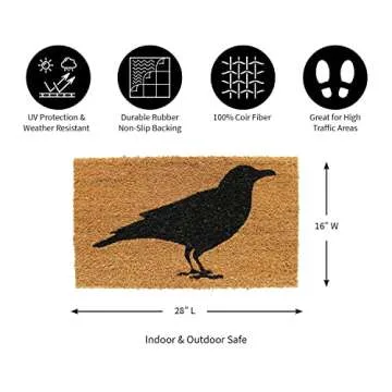 Durable & Stylish Evergreen Black Raven Welcome Mat
