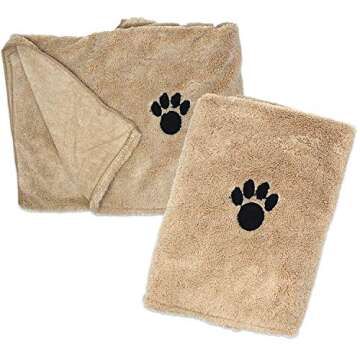 Zelica Dog Bath Drying Towels | Super Absorbent Shower Towels for Small Pet Dogs | Cute Light Brown ...