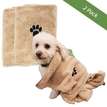 Zelica Dog Bath Drying Towels for Small Dogs - 2 Pack