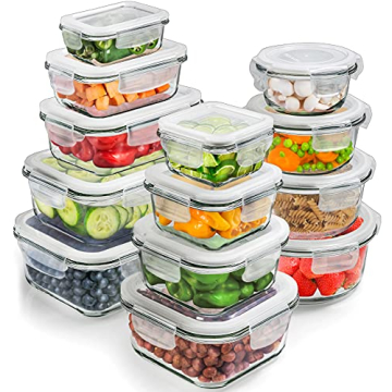 PrepNaturals 13 Pack Glass Meal Prep Containers - Dishwasher Microwave Freezer Oven Safe - Glass Storage Containers with Lids (Multi-Compartment)