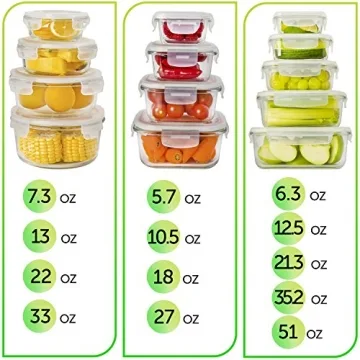 PrepNaturals 13 Pack Glass Meal Prep Containers - Dishwasher Microwave Freezer Oven Safe - Glass Storage Containers with Lids (Multi-Compartment)